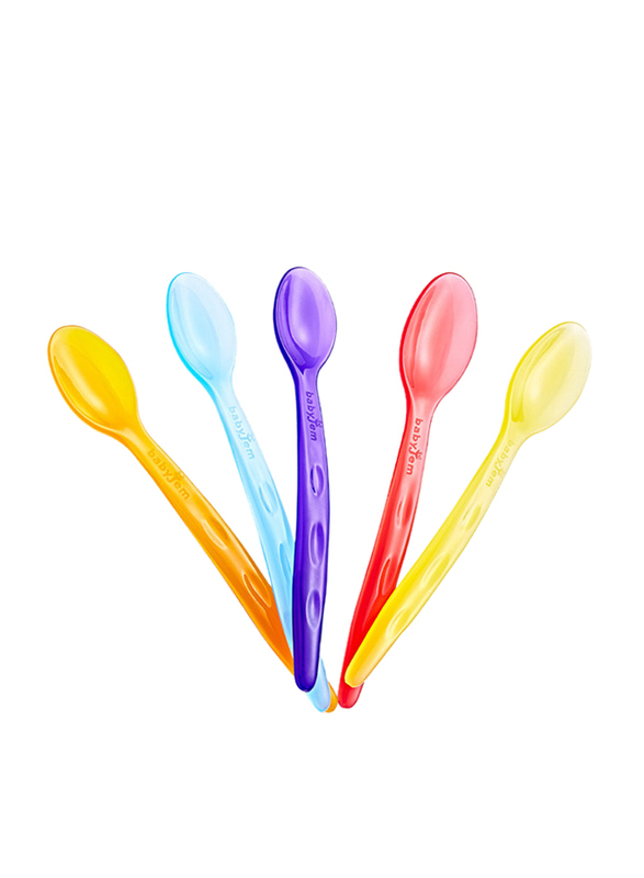 Babyjem Transparent Cup Spoon, 5 Pieces, 4+ Months, Multicolour
