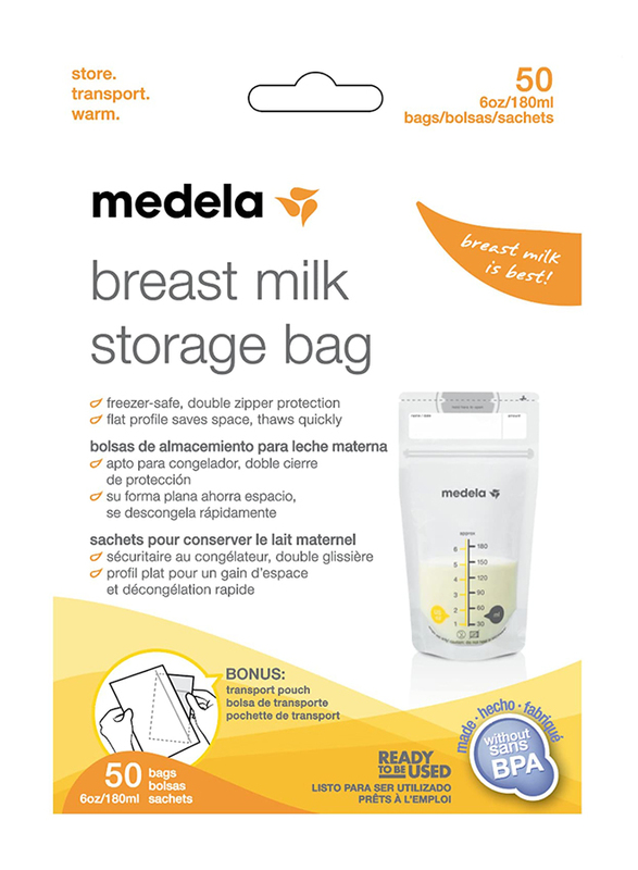 Medela Breastmilk Storage Bags, 50 Pieces, Clear
