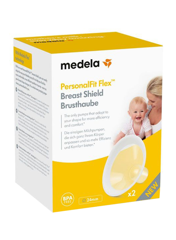 Medela New Personal Fit Flex Breast Shield, 2 Pieces, Medium, Clear