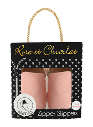 Rose et Chocolat Rubber Soles Zipper Slippers, 6-12 Months, Pink Rose