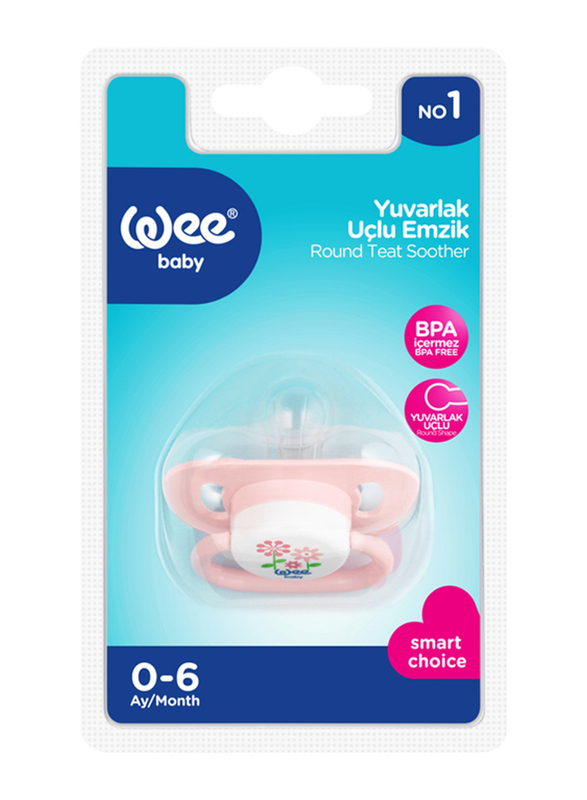 Wee Baby Opaque Oval Body Round Teat Soother, 0-6 Months, Pink