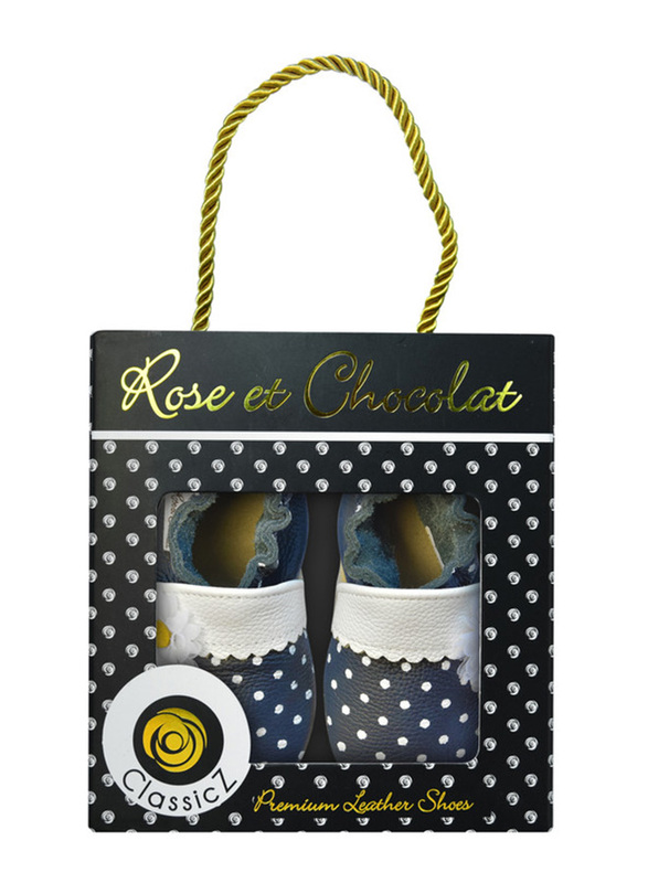 

Rose et Chocolat Polka Dot Daisy Classic Shoes, 6-12 Months, Navy