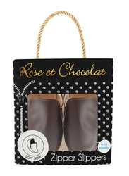 Rose et Chocolat Soft Soles Zipper Slippers, 0-6 Months, Brown