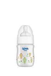 Wee Baby Patterned Classical Plus Wide Neck Glass Baby Feeding Bottle, 0-6 Months, 120ml, Assorted Colour
