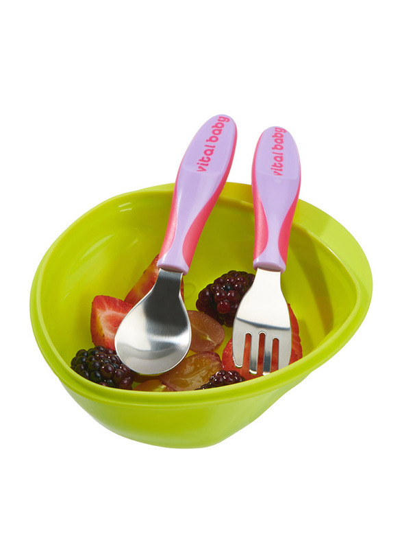 Vital Baby Nourish Big Kid Cutlery, 2-Piece, Pink/Purple