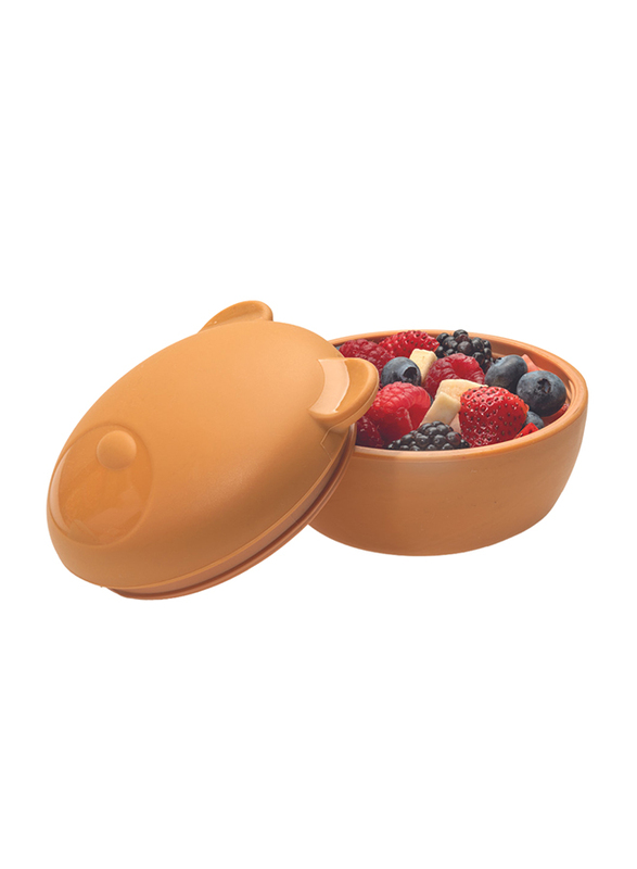 Melii Bear Silicone Bowl with Lid, 350ml, Brown
