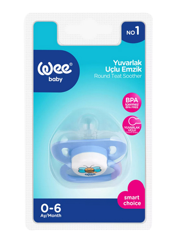 Wee Baby Opaque Oval Body Round Teat Soother, 0-6 Months, Blue