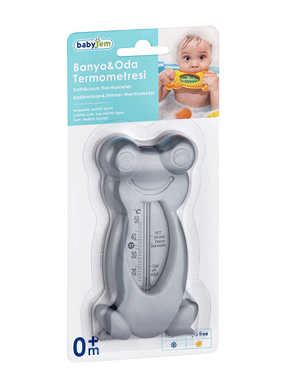 Babyjem Frog Bath & Room Thermometer for Babies, Newborn, Grey