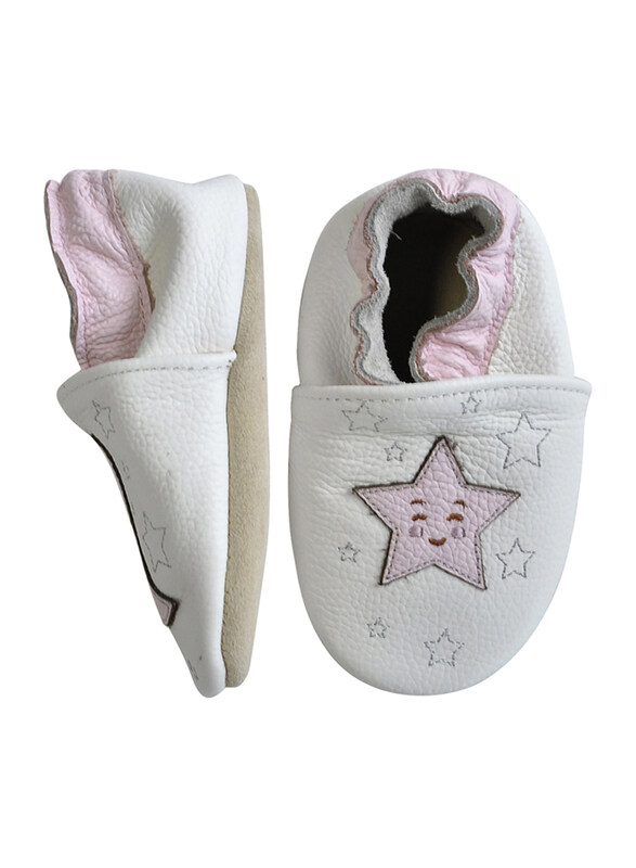 

Rose et Chocolat Moon Stars Classic Shoes, 0-6 Months, White/Grey