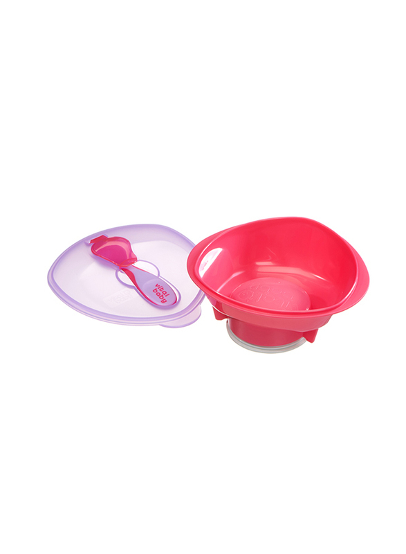 Vital Baby Nourish Power Suction Bowl, 3-Piece, Red/Pink