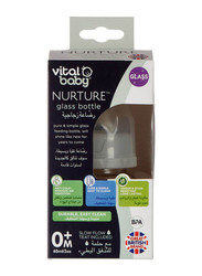 Vital Baby Nurture Glass Baby Feeding Bottle, 60ml, 0+ Months, Clear