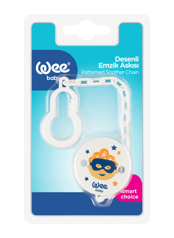 Wee Baby Patterned Soother Chains, 0+ Months, White
