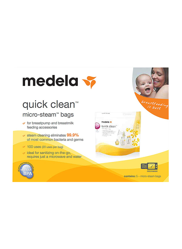 Medela Quick Clean Microwave Sterlization Bags, Yellow
