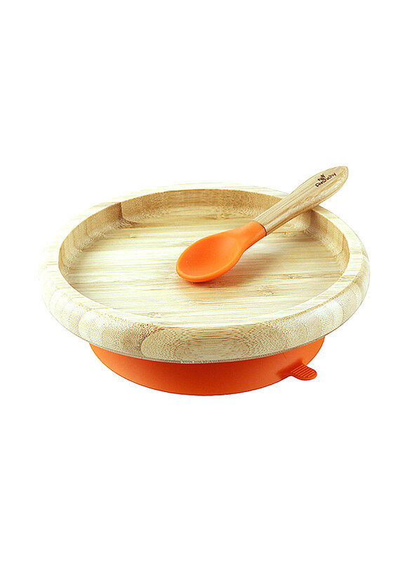 

Other Brand Avanchy Bamboo Suction Classic Plate and Spoon, Orange