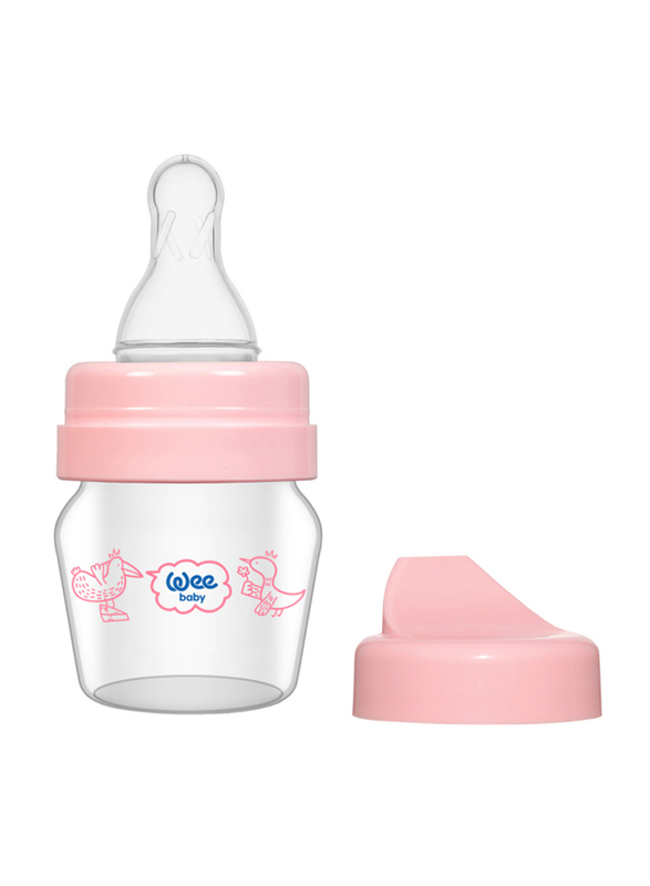 Wee Baby Mini Glass Sippy Bottle Set, 0-6 Months, 30ml, Pink