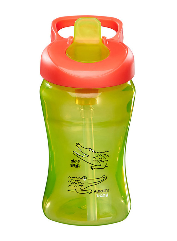 Vital Baby Hydrate Sippy Straw 340ml, Green/Orange