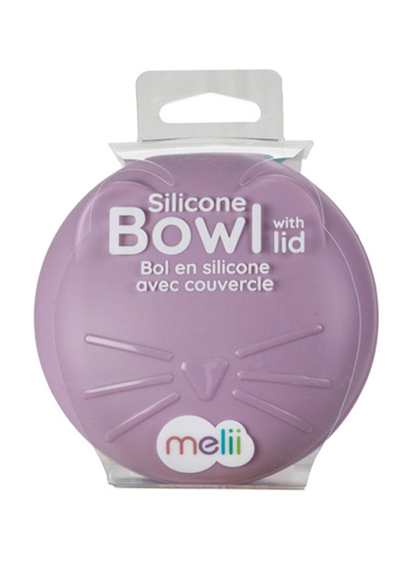 Melii Cat Silicone Bowl with Lid, 350ml, Purple