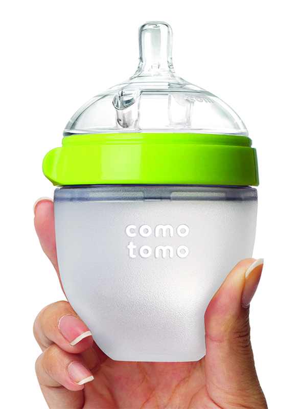 Comotomo Natural Feel Baby Bottle, Double Pack, 150ml, Green/Clear