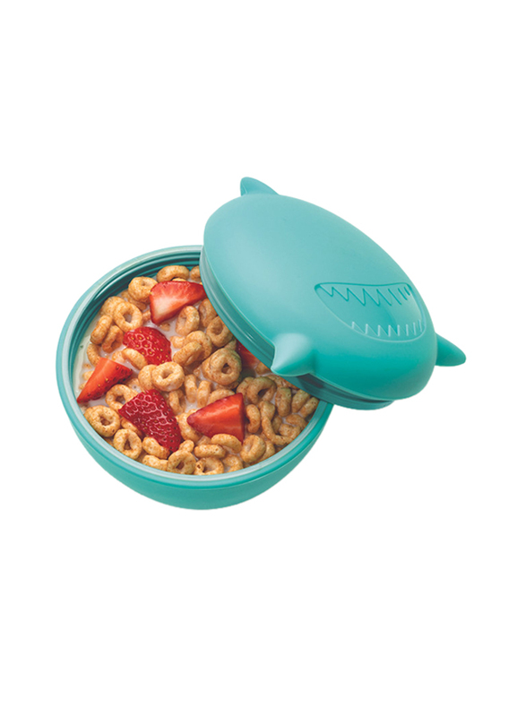 Melii Shark Silicone Bowl with Lid, 350ml, Turquoise