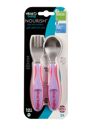 Vital Baby Nourish Big Kid Cutlery, 2-Piece, Pink/Purple