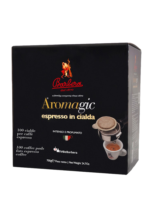 Barbera Aromagic Ground Espresso Coffee Pods, 100 Pods x 7g