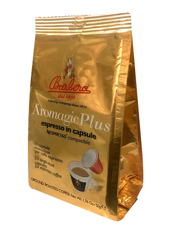 Barbera Aromagic Plus Espresso Coffee Capsules, 10 Capsules x 5g