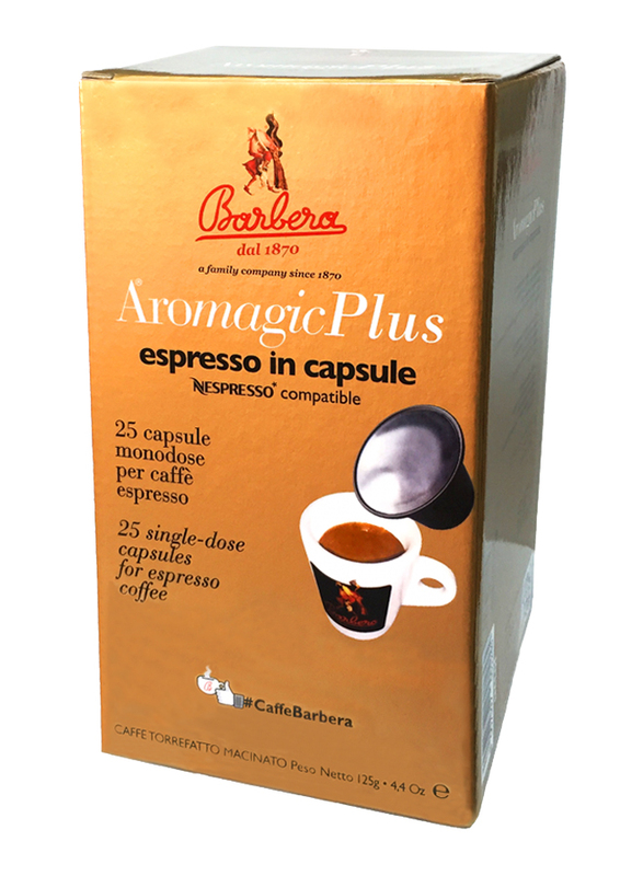 Barbera Aromagic Plus Espresso Coffee Capsules, 25 Capsules x 5g