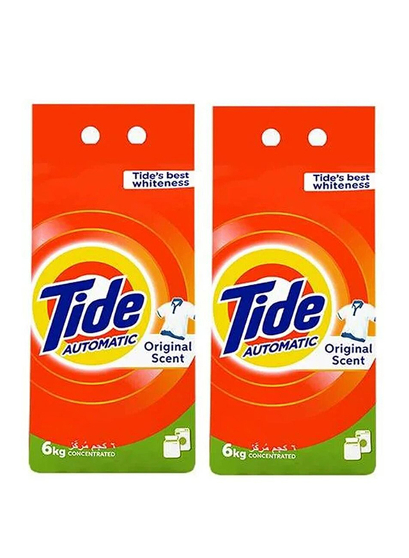 Tide Original Scent Green Automatic Concentrated Washing Powder Detergents, 2 Boxes x 6 Kg