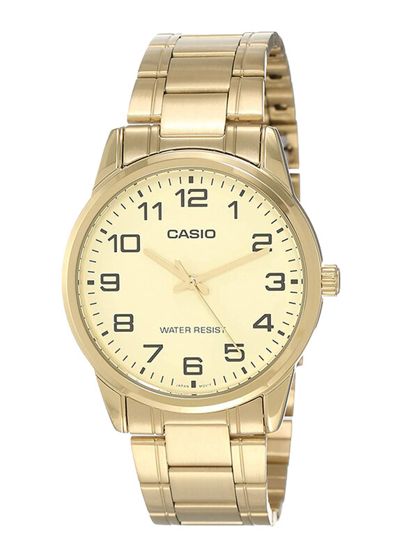 

Casio Enticer Analog Watch for Men with Stainless Steel Band, Water Resistant, MTP-V001G-9B, Gold