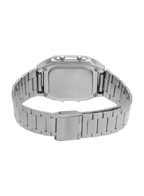 Casio Data Bank Digital Watch for Men with Stainless Steel Band, Water Resistant, DB-360-1ASDF, Silver-Grey