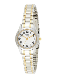 Casio Analog Watch for Women with Stainless Steel Band, Water Resistant, LTP-1275SG-7BDF, Silver/Gold-White