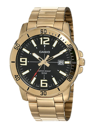 Casio Enticer Analog Watch for Men with Stainless Steel Band, Water Resistant, MTP-VD01G-1BVUDF, Gold-Black