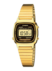 Casio Vintage Digital Quartz Watch for Women with Stainless Steel Band, Water Resistant, LA670WGA-1D, Gold-Black