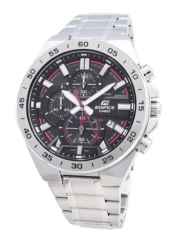 Casio Edifice Analog Watch for Men with Stainless Steel Band, Water Resistant with Chronograph, EFR-564D-1AVUDF, Silver-Black