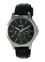Casio Analog Watch for Men with Leather Band, Water Resistant and Chronograph, MTP-V300L-1AUDF, Black