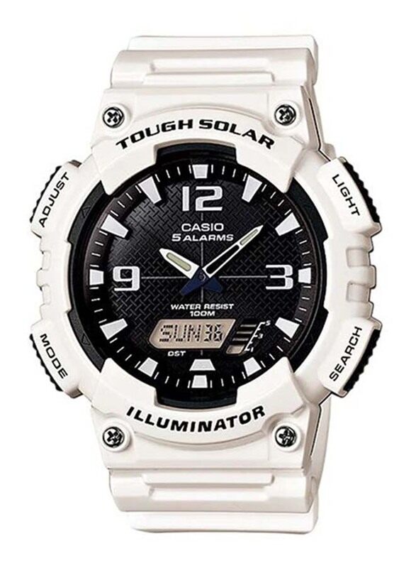 

Casio Solar Analog/Digital Watch for Men with Resin Band, Water Resistant, AQ-S810WC-7A, White-Black