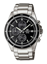 Casio Edifice Analog Watch for Men with Stainless Steel Band, Water Resistance and Chronograph, EFR-526D-1AVER, Silver-Black
