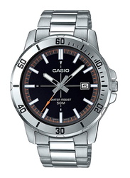 Casio Enticer Analog Watch for Men with Stainless Steel Band, Water Resistant, MTP-VD01D-1E2VUDF, Silver-Black/Brown