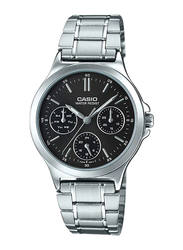 Casio Enticer Analog Watch for Women with Stainless Steel Band, Water Resistant and Chronograph, LTP-V300D-1AUDF, Silver-Black