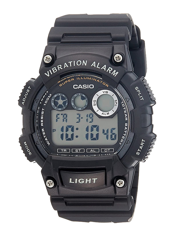 Casio Youth Digital Watch for Men with Resin Band, Water Resistant, W-735H-1AVDF, Black