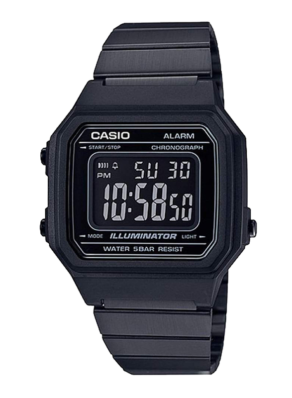 Casio Digital Watch for Men with Stainless Steel Band, Water Resistant, B650WB-1BDF, Black