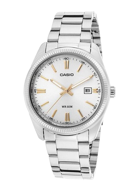 

Casio Enticer Analog Watch for Women with Stainless Steel Band, Water Resistant, LTP-1302D-7A2DF, Silver-Gold/Silver