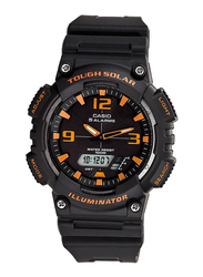 Casio Solar Analog/Digital Watch for Men with Resin Band, Water Resistant, AQ-S810W-8AVDF, Black-Orange/Black