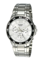 Casio Enticer Analog Quartz Watch for Men with Stainless Steel Band, Water Resistant and Chronograph, MTP-1300D-7A1VDF, Silver