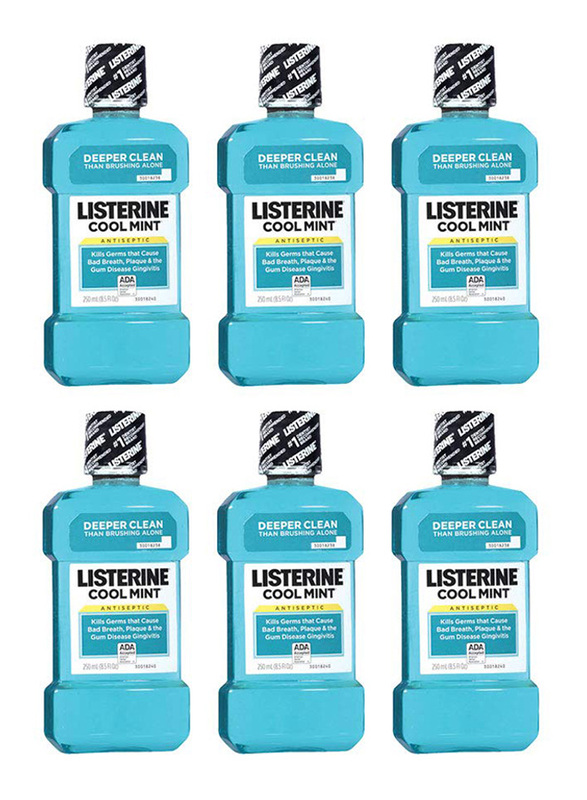 Listerine Cool Mint Antiseptic Mouthwash, 250ml, 6 Pieces