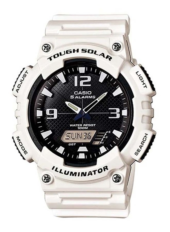 Casio Solar Analog/Digital Watch for Men with Resin Band, Water Resistant, AQ-S810WC-7A, White-Black
