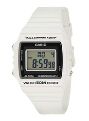 Casio Youth Digital Watch for Men with Resin Band, Water Resistant, W-215H-7AVDF, White-Black