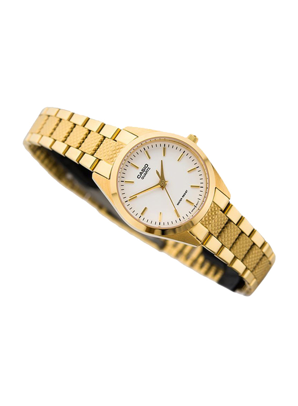 Casio Core Analog Watch for Women with Stainless Steel Band, Water Resistant, LTP-1274G-7ADF, Gold-White