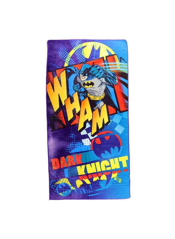 Warner Bros DC Comics Batman Microfibre Kids Beach Bath Towel, 55 x 110cm, Blue