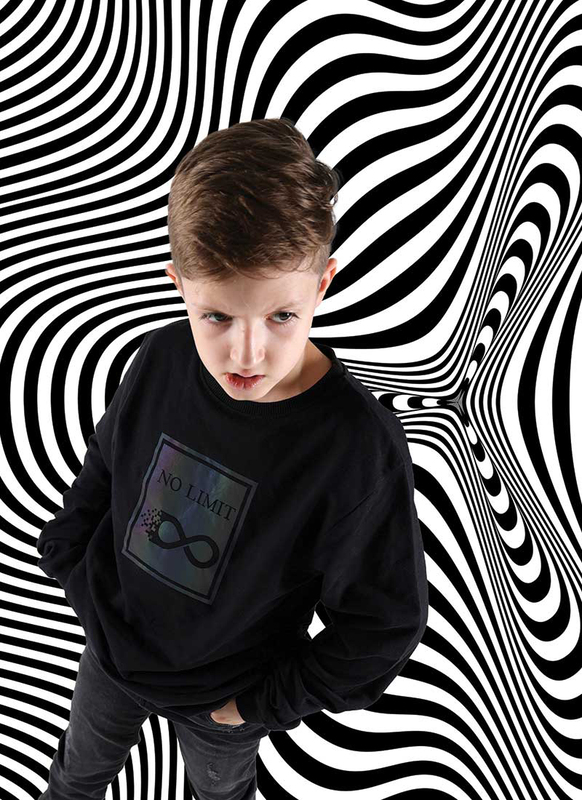 Aiko Cotton Boys Stylish Printed Long Sleeve T-Shirt, 7-8 Years, Black